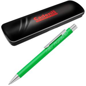 Cadenis Metall Kugelschreiber STRAIGHT SI mit persönlicher Hochglanz-Gravur - Farbe wählbar - Grasgrün