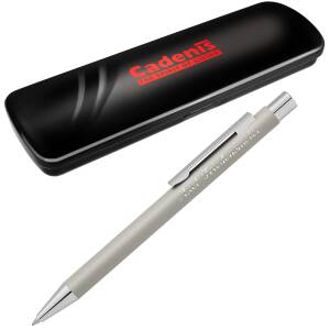 Cadenis Metall Kugelschreiber STRAIGHT SI mit persönlicher Hochglanz-Gravur - Farbe wählbar - Hellgrau