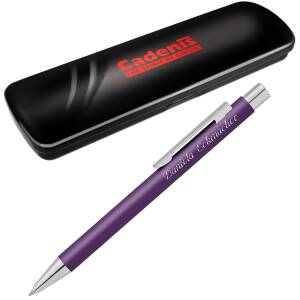Cadenis Metall Kugelschreiber STRAIGHT SI mit persönlicher Hochglanz-Gravur - Farbe wählbar - Violett