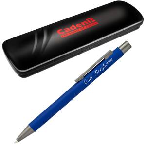 Cadenis Metall Kugelschreiber STRAIGHT Softtouch mit persönlicher Hochglanz-Gravur - Farbe wählbar - Blau
