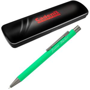 Cadenis Metall Kugelschreiber STRAIGHT Softtouch mit persönlicher Hochglanz-Gravur - Farbe wählbar - Grasgrün