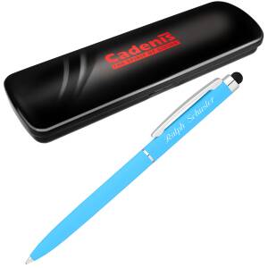 Cadenis Metall Kugelschreiber Stylus SKINNY TOUCH mit persönlicher Laser-Gravur - Farbe wählbar - Himmelblau