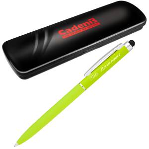 Cadenis Metall Kugelschreiber Stylus SKINNY TOUCH mit persönlicher Laser-Gravur - Farbe wählbar - Neongelb