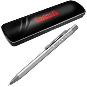 Cadenis Metall Kugelschreiber STRAIGHT Gunmetal mit persönlicher Hochglanz-Gravur - Farbe wählbar - Silbermetallic