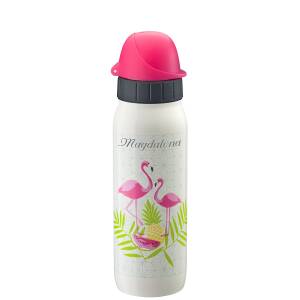 Emsa Trinkflasche Drink2Go Iso2Go 500 ml Teens mit Laser-Gravur Edelstahl auslaufsicher - Flamingo