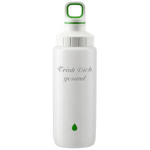 Emsa Trinkflasche Drink2Go Light Steel 600 ml Adult mit Laser-Gravur Schraubverschluss Edelstahl auslaufsicher - Drop Green
