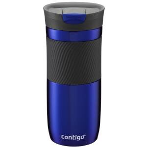 Contigo Thermobecher Byron 470ml personalisiert mit Rund-Gravur Silikon-Manschette Snapseal-Verschluss auslaufsicher | BPA frei | Kaffee- und Teebecher to go aus Edelstahl isoliert - Deep Blue