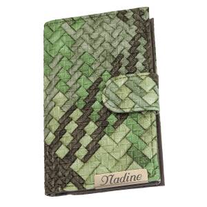 Cadenis Damen-Geldbörse mit Laser-Gravur hoch 15 x 9,5 cm - Farbe wählbar: - grün