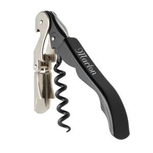 Pulltex Kellnermesser Pulltaps Basic mit Laser-Gravur Korkenzieher aus Metall Doppelhebel - Farbe wählbar: - Schwarz