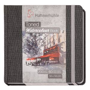 Hahnemühle Skizzenbuch Toned Watercolour Book personalisiert mit Namen 200g/m² 30 Blatt - Grey / 14x14