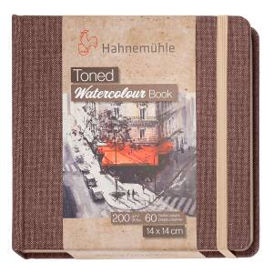 Hahnemühle Skizzenbuch Toned Watercolour Book personalisiert mit Namen 200g/m² 30 Blatt - Beige / 14x14