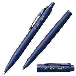 PARKER Schreibset IM Collection mit persönlicher Laser-Gravur Kugelschreiber und Tintenroller - Farbe wählbar - IM Professionals Mono Blau