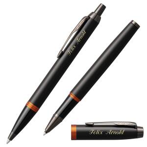 PARKER Schreibset IM Collection mit persönlicher Laser-Gravur Kugelschreiber und Tintenroller - Farbe wählbar - IM Professionals PVD Vibrant Orange