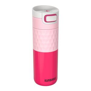 Kambukka Thermobecher Etna 500ml personalisiert mit Rund-Gravur | 3 in 1 Snapclean®-Deckel auslaufsicher | Kaffee- und Tee-Becher to go aus Edelstahl isoliert - Grip Diva Pink