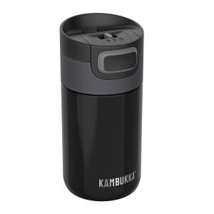 Kambukka Thermobecher Etna 300ml personalisiert mit Rund-Gravur | 3 in 1 Snapclean®-Deckel auslaufsicher | Kaffee- und Tee-Becher to go aus Edelstahl isoliert - Pitch Black