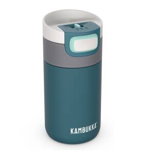 Kambukka Thermobecher Etna 300ml personalisiert mit Rund-Gravur | 3 in 1 Snapclean®-Deckel auslaufsicher | Kaffee- und Tee-Becher to go aus Edelstahl isoliert - Deep Teal