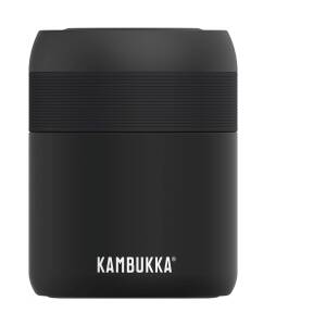Kambukka Thermobehälter für Essen Bora personalisiert mit Rund-Gravur | Edelstahl doppelwandig isoliert | auslaufsicher BPA-frei | Warmhaltebehälter für Speisen - Matte Black / 600ml