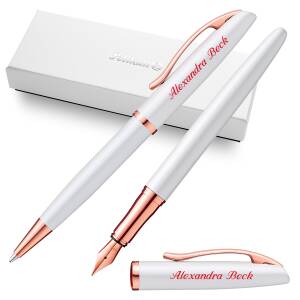 Pelikan Schreibset JAZZ ELEGANCE mit Namen farbig personalisiert Füllfederhalter und Kugelschreiber - Farbe wählbar - Jazz Noble Elegance Pearl