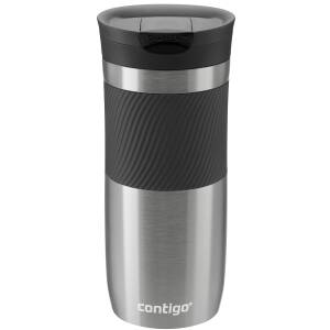 Contigo Thermobecher Byron 470ml personalisiert mit Rund-Gravur Silikon-Manschette Snapseal-Verschluss auslaufsicher | BPA frei | Kaffee- und Teebecher to go aus Edelstahl isoliert - Edelstahl