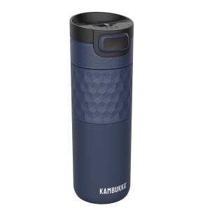 Kambukka Thermobecher Etna 500ml personalisiert mit Rund-Gravur | 3 in 1 Snapclean®-Deckel auslaufsicher | Kaffee- und Tee-Becher to go aus Edelstahl isoliert - Grip Denim Blue