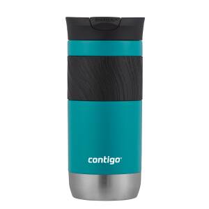Contigo Thermobecher Byron 470ml personalisiert mit Rund-Gravur Silikon-Manschette Snapseal-Verschluss auslaufsicher | BPA frei | Kaffee- und Teebecher to go aus Edelstahl isoliert - Juniper