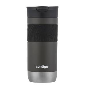 Contigo Thermobecher Byron 470ml personalisiert mit Rund-Gravur Silikon-Manschette Snapseal-Verschluss auslaufsicher | BPA frei | Kaffee- und Teebecher to go aus Edelstahl isoliert - Sake